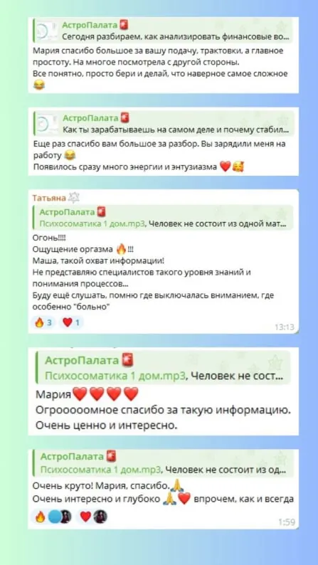 Отзыв участника АстроПалаты из чата, №9